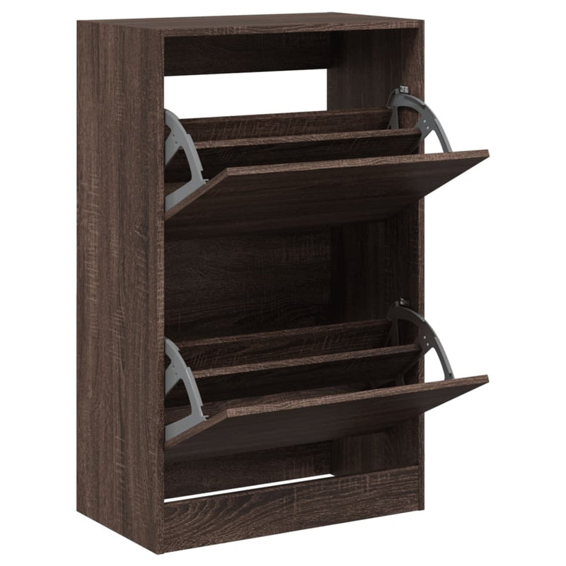 Load image into Gallery viewer, Vidaxl schoenenkast 60x34x96,5 cm bewerkt hout bruin eikenkleur