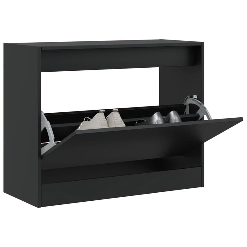 Load image into Gallery viewer, Vidaxl schoenenkast 80x34x63 cm bewerkt hout zwart