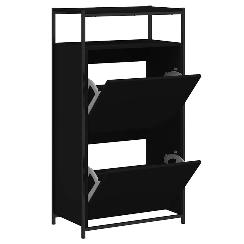 Load image into Gallery viewer, Vidaxl schoenenkast 60x34x112 cm bewerkt hout zwart