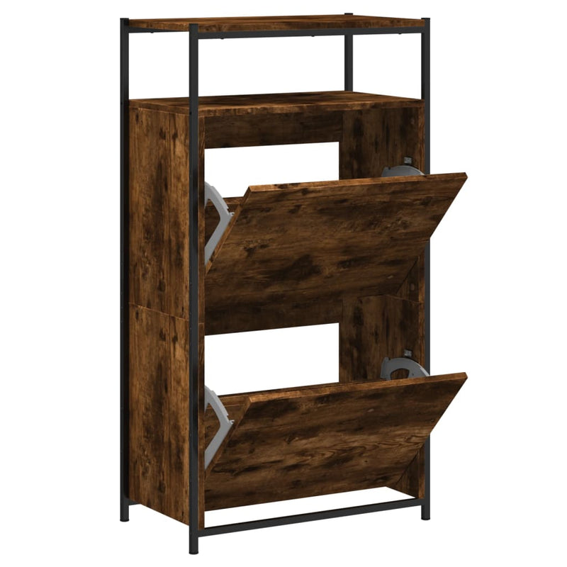 Load image into Gallery viewer, Vidaxl schoenenkast 60x34x112 cm bewerkt hout gerookt eikenkleurig