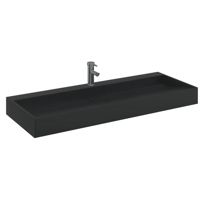 Load image into Gallery viewer, Vidaxl wastafel 120x46x11 cm gegoten mineraal marmer matzwart