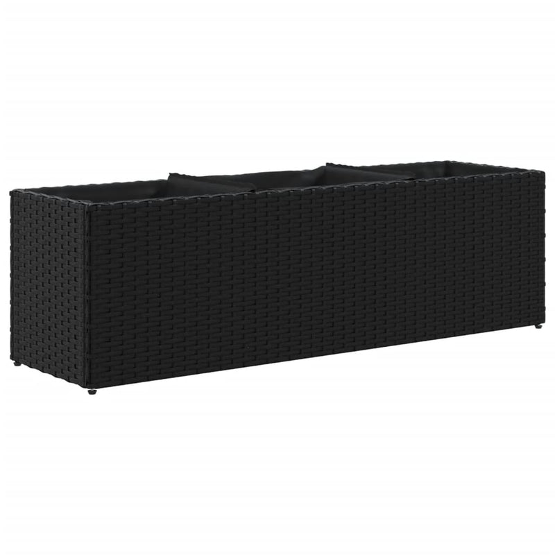Load image into Gallery viewer, Vidaxl plantenbak met 3 potten 105x30x32 cm poly rattan zwart