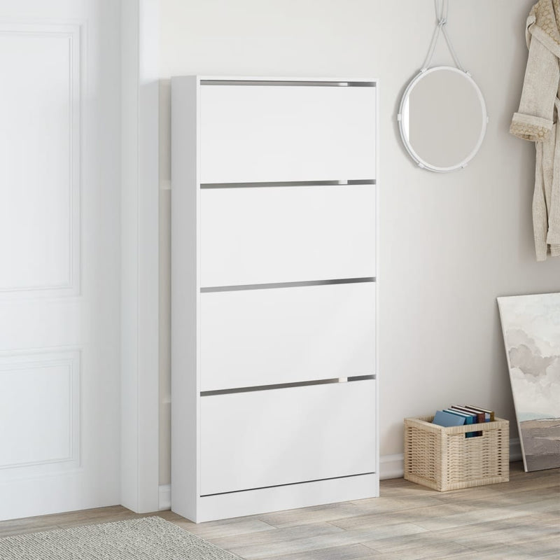 Load image into Gallery viewer, VidaXL Schoenenkast met 4 klaplades 80x21x163,5 cm wit