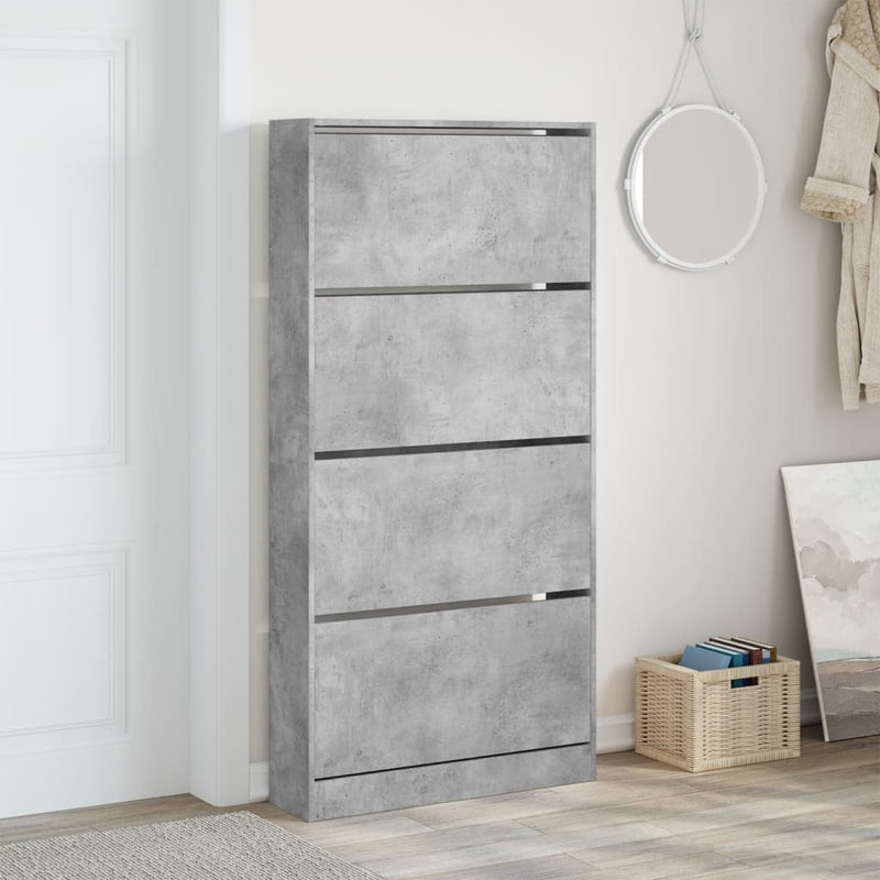 Load image into Gallery viewer, VidaXL Schoenenkast met 4 klaplades 80x21x163,5 cm betongrijs