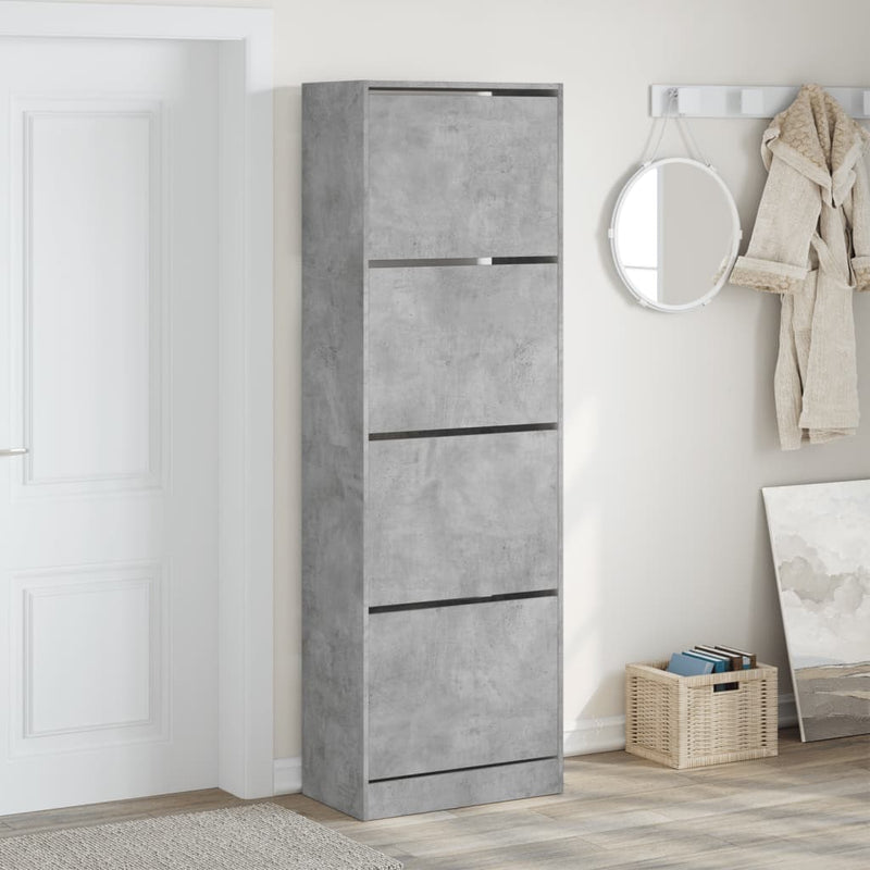 Load image into Gallery viewer, VidaXL Schoenenkast met 4 klaplades 60x34x187,5 cm betongrijs