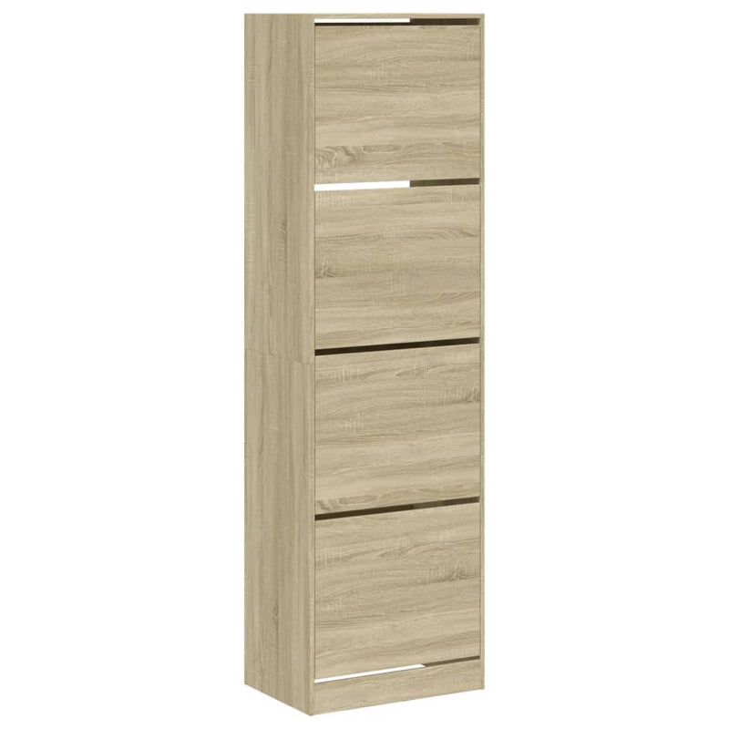 Cargue la imagen en el visor de la galería, VidaXL Schoenenkast met 4 klaplades 60x42x204 cm sonoma eikenkleurig