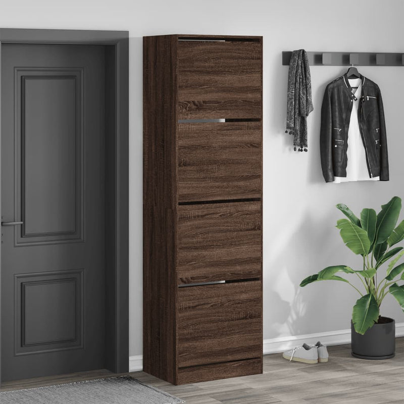 Load image into Gallery viewer, VidaXL Schoenenkast met 4 klaplades 60x42x204 cm bruin eikenkleur
