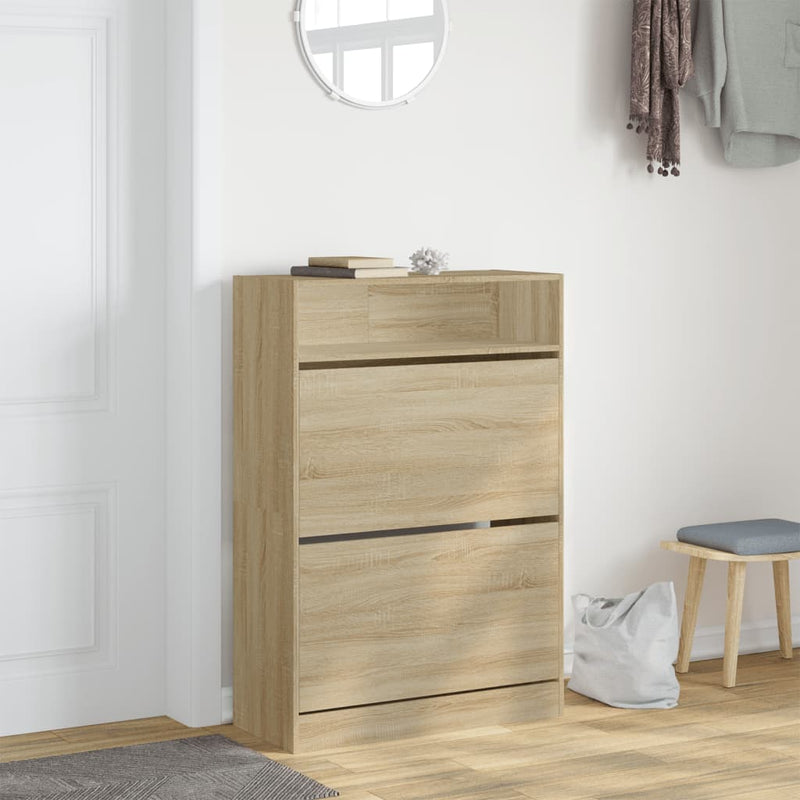 Cargue la imagen en el visor de la galería, VidaXL Schoenenkast met 2 klaplades 80x34x116 cm sonoma eikenkleurig