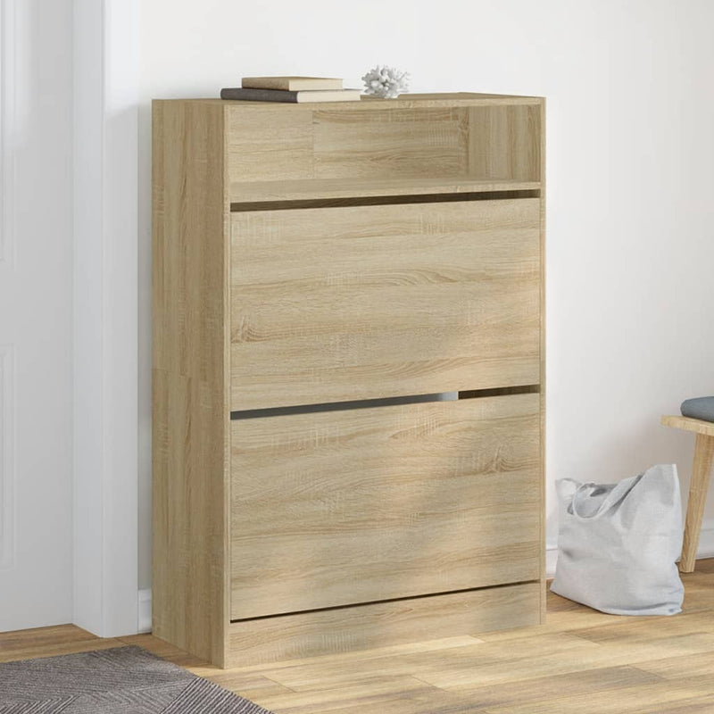 Cargue la imagen en el visor de la galería, VidaXL Schoenenkast met 2 klaplades 80x34x116 cm sonoma eikenkleurig