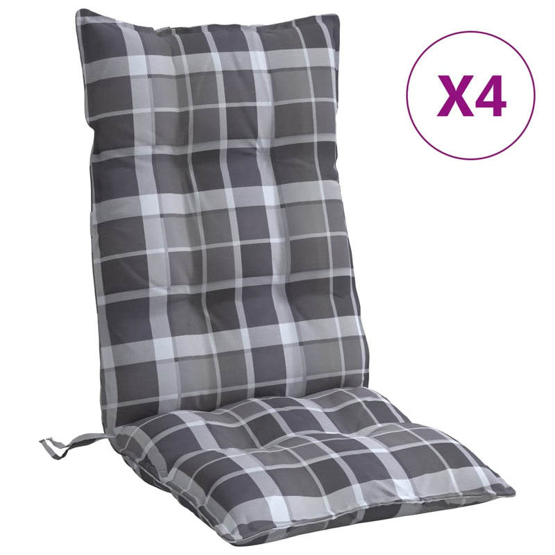 Load image into Gallery viewer, Vidaxl stoelkussens 4 st hoge rug ruitpatroon oxford stof grijs