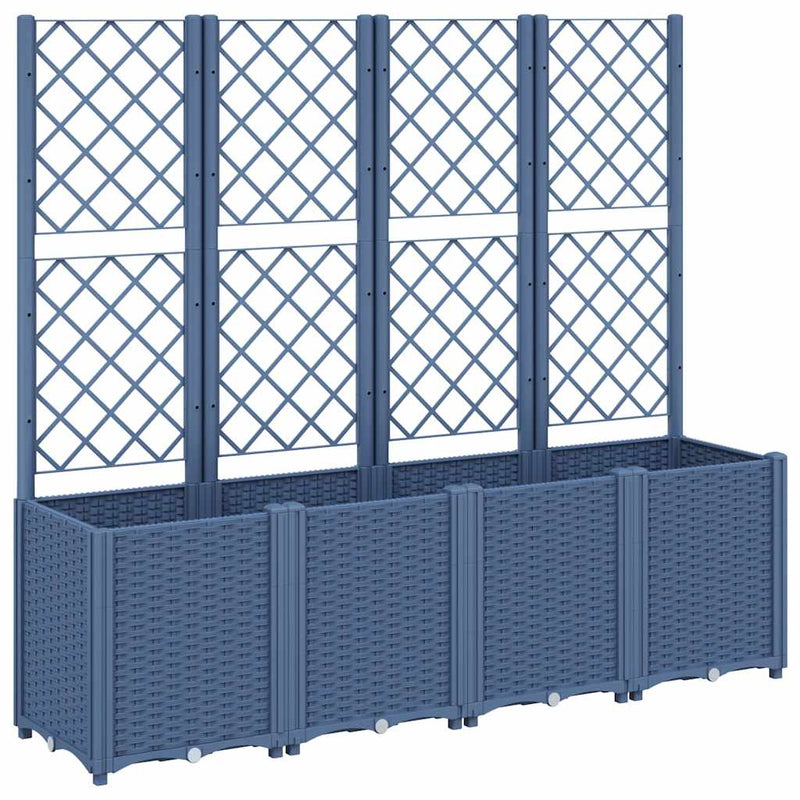 Load image into Gallery viewer, Vidaxl plantenbak met latwerk 160x40x140 cm polypropeen blauwgrijs