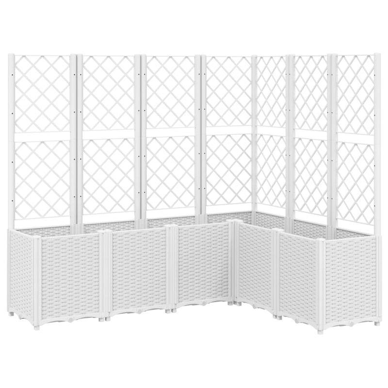 Load image into Gallery viewer, Vidaxl plantenbak met latwerk 160x120x140 cm polypropeen wit