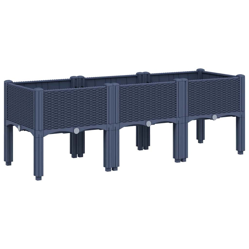 Afbeelding laden in galerijviewer, Vidaxl plantenbak met poten 120x40x42 cm polypropeen blauwgrijs