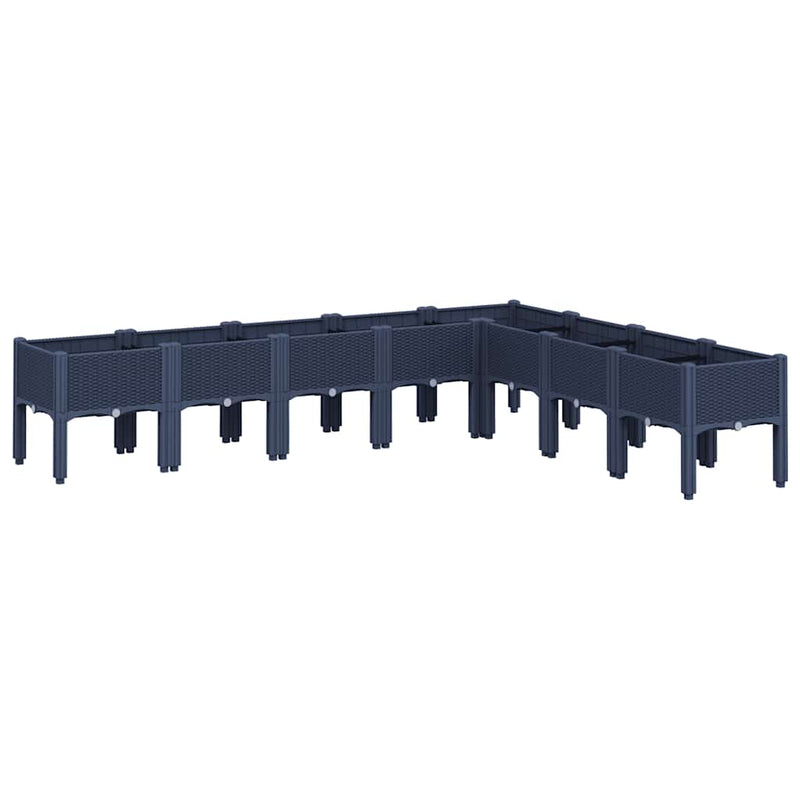 Cargue la imagen en el visor de la galería, Vidaxl plantenbak met poten 200x160x42 cm polypropeen blauwgrijs