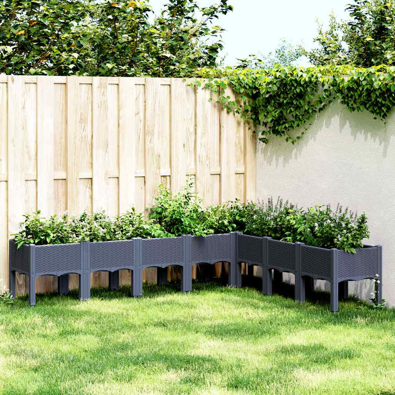 Cargue la imagen en el visor de la galería, Vidaxl plantenbak met poten 200x160x42 cm polypropeen blauwgrijs