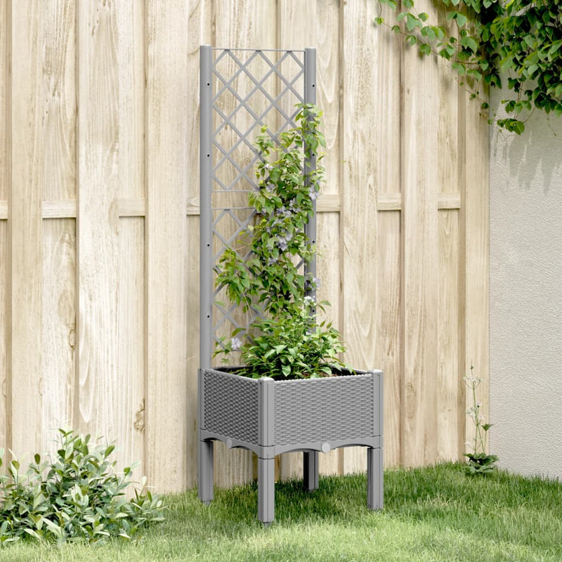 ギャラリービューアに画像をロードする, Vidaxl plantenbak met latwerk 40x40x142 cm polypropeen lichtgrijs