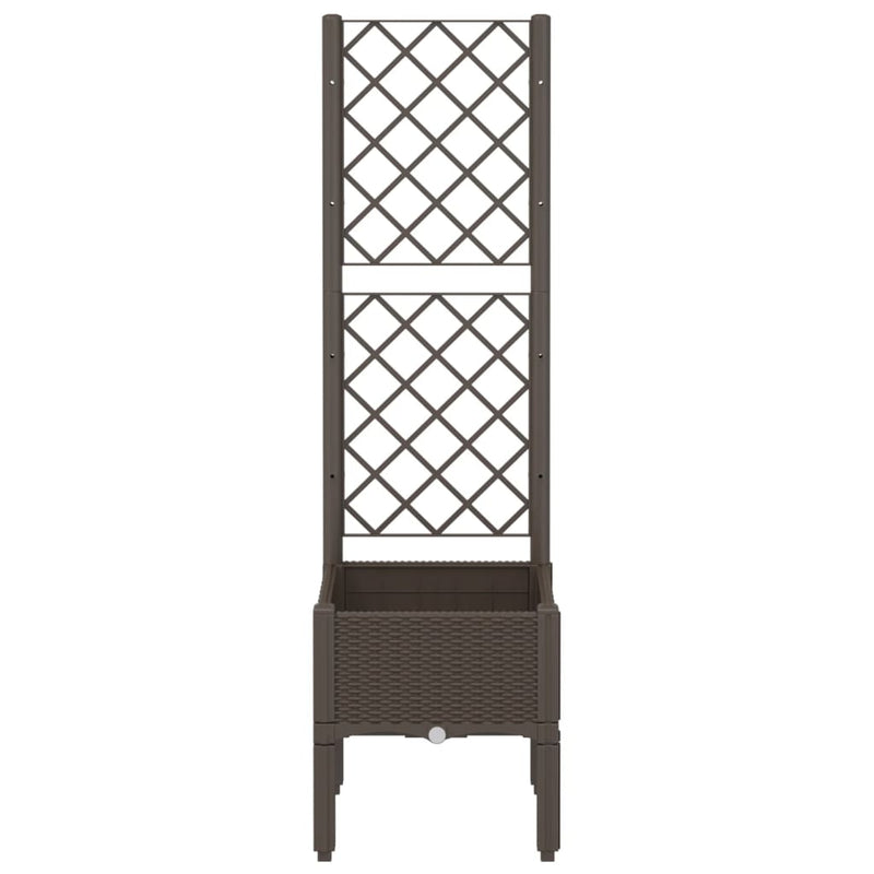 Load image into Gallery viewer, Vidaxl plantenbak met latwerk 40x40x142 cm polypropeen bruin