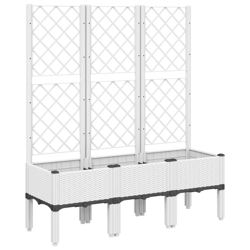 Load image into Gallery viewer, Vidaxl plantenbak met latwerk 120x40x142 cm polypropeen wit
