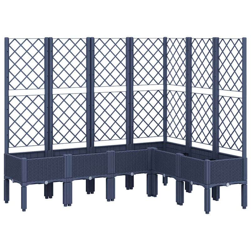 Load image into Gallery viewer, Vidaxl plantenbak met latwerk 160x120x142 cm polypropeen blauwgrijs