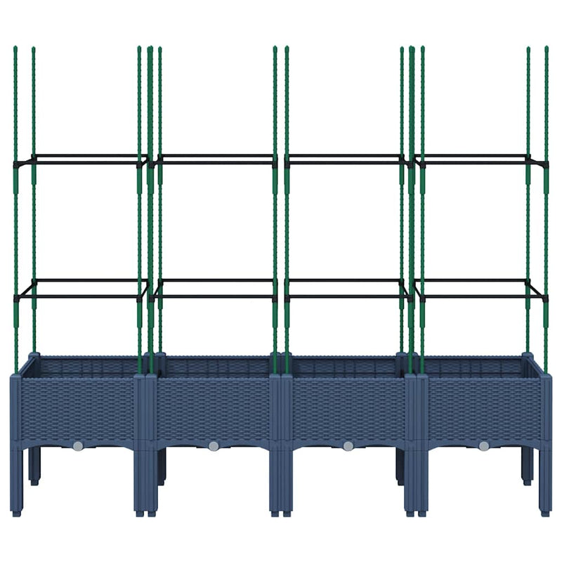 Load image into Gallery viewer, Vidaxl plantenbak met latwerk 160x40x142,5 cm polypropeen blauwgrijs