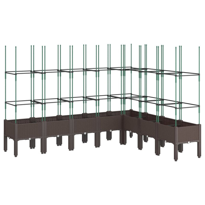 Load image into Gallery viewer, Vidaxl plantenbak met latwerk 200x160x142,5 cm polypropeen bruin