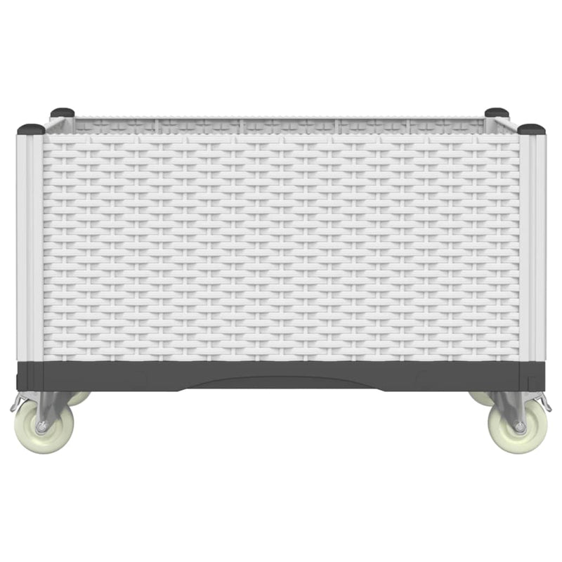 Load image into Gallery viewer, Vidaxl plantenbak met wielen 80x50x54 cm polypropeen wit