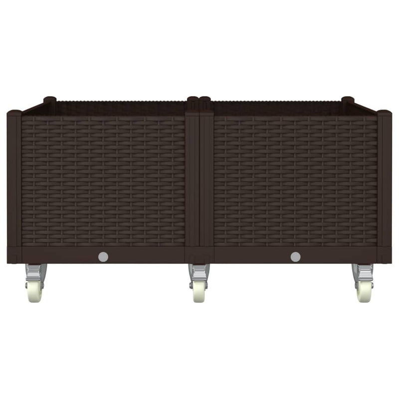 Load image into Gallery viewer, Vidaxl plantenbak met wielen 100x80x54 cm polypropeen bruin