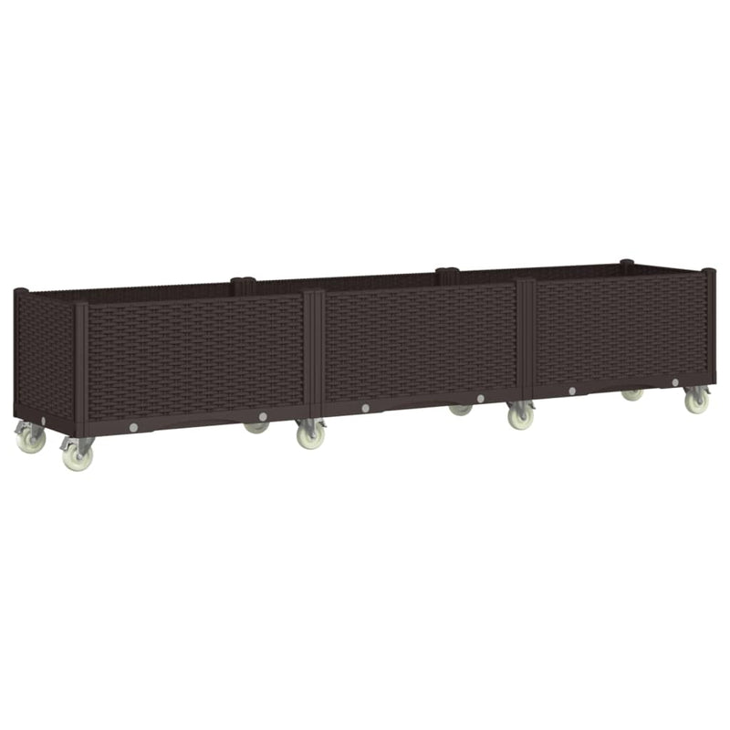 Load image into Gallery viewer, VidaXL Plantenbak met wielen 240x50x54 cm polypropeen bruin