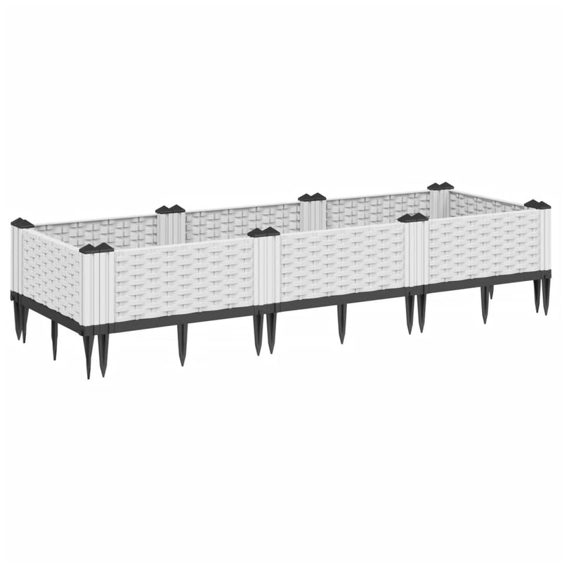 Load image into Gallery viewer, Vidaxl plantenbak met pinnen 125x40x28,5 cm polypropeen wit