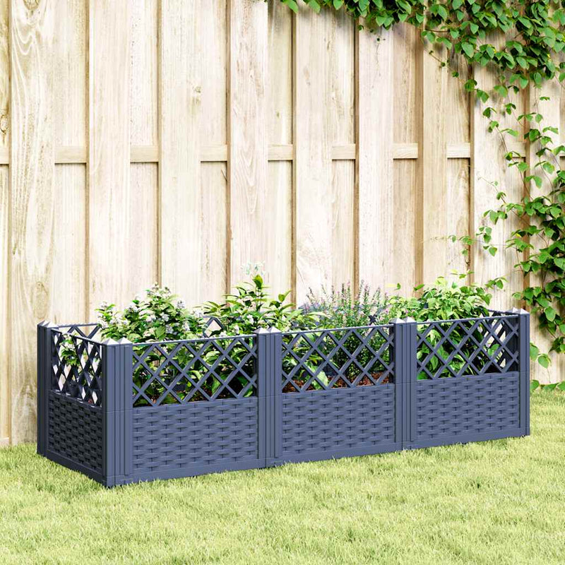 Load image into Gallery viewer, Vidaxl plantenbak met pinnen 123,5x43,5x43,5 cm polypropeen blauwgrijs