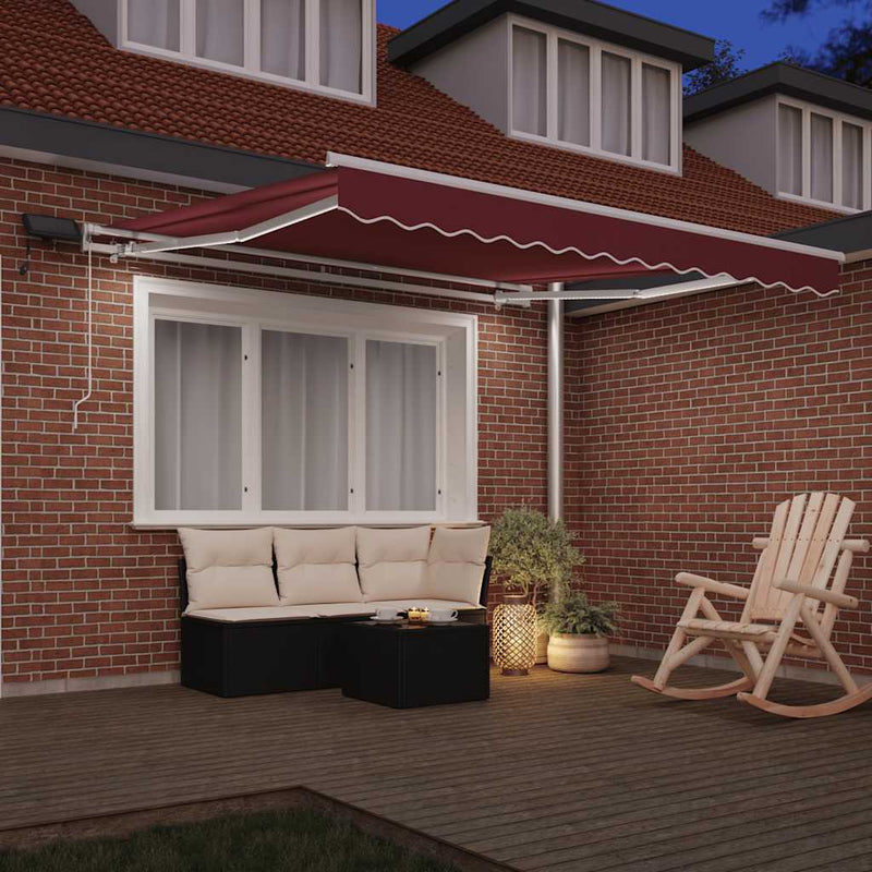 ギャラリービューアに画像をロードする, Vidaxl luifel handmatig uittrekbaar met led 300x250 cm bordeauxrood