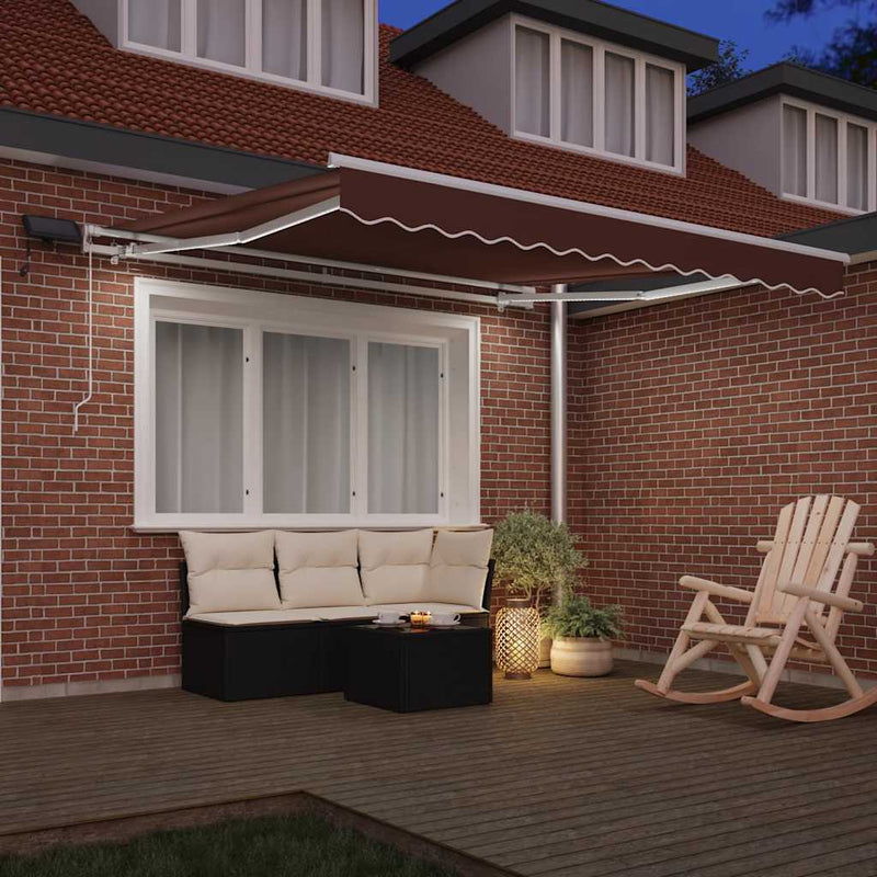 ギャラリービューアに画像をロードする, Vidaxl luifel handmatig uittrekbaar met led's 300x250 cm bruin
