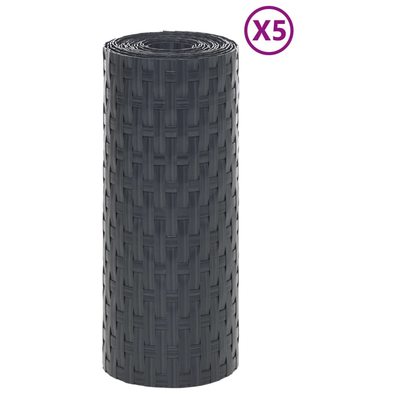 Load image into Gallery viewer, Vidaxl balkonschermen 5 st 255x19 cm poly rattan antracietkleurig