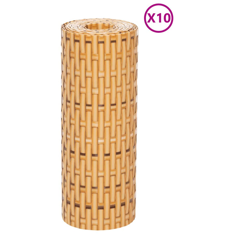 Load image into Gallery viewer, Vidaxl balkonschermen 10 st 255x19 cm poly rattan lichtbruin