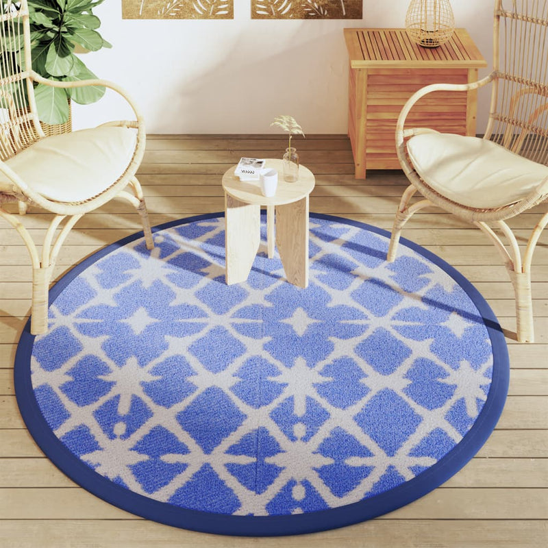 Load image into Gallery viewer, Vidaxl buitenkleed arakil ø160 cm polypropeen blauw en wit