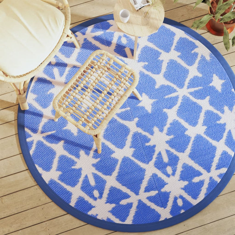 Load image into Gallery viewer, Vidaxl buitenkleed arakil ø160 cm polypropeen blauw en wit