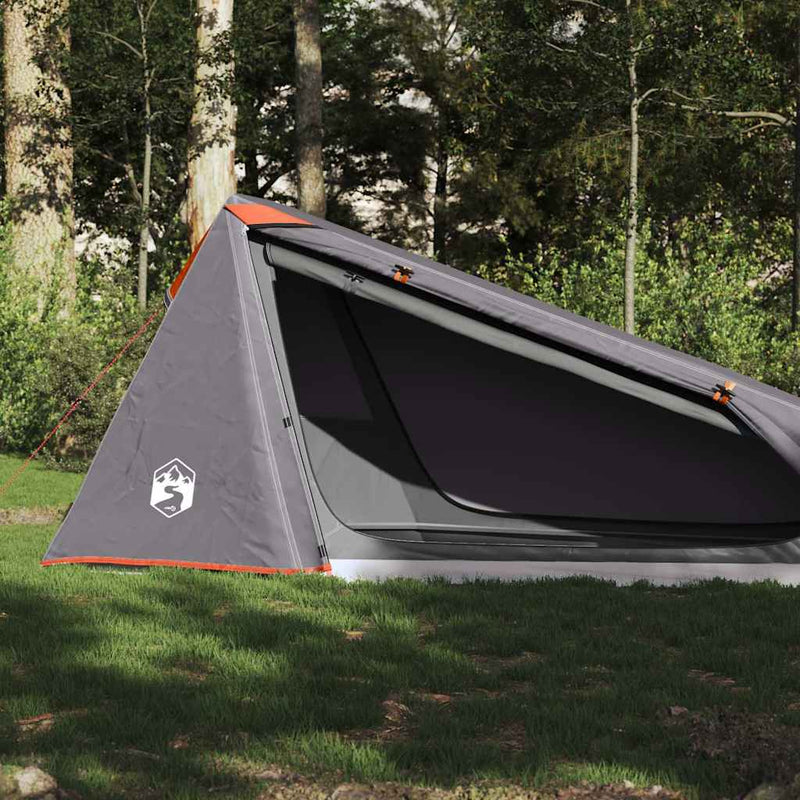 Cargue la imagen en el visor de la galería, Vidaxl tunneltent 1-persoons waterdicht grijs en oranje