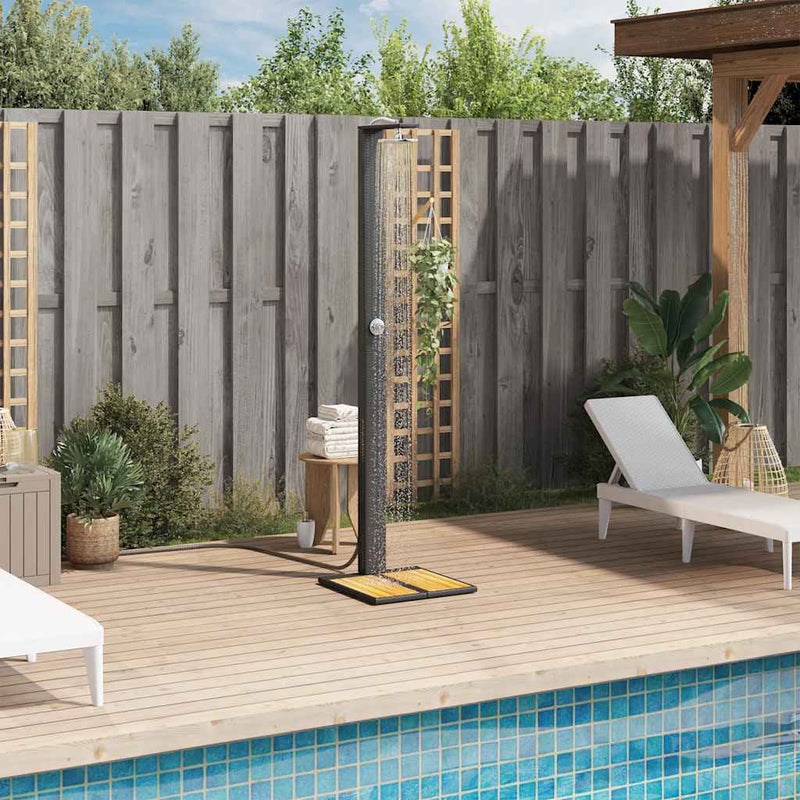 ギャラリービューアに画像をロードする, Vidaxl buitendouche 50x55x224 cm poly rattan en acaciahout zwart