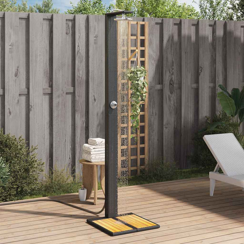 ギャラリービューアに画像をロードする, Vidaxl buitendouche 50x55x224 cm poly rattan en acaciahout zwart