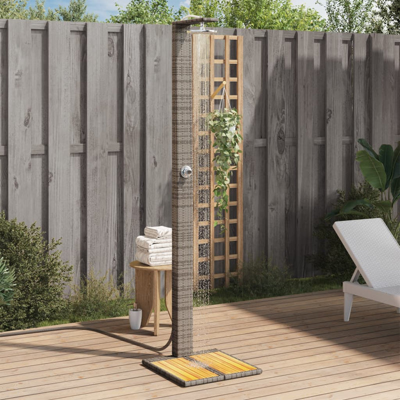 Chargez l'image dans la visionneuse de la galerie, Vidaxl buitendouche 50x55x224 cm poly rattan en acaciahout grijs