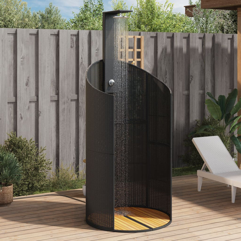Load image into Gallery viewer, Vidaxl buitendouche 100x100x241,5 cm poly rattan en acaciahout zwart