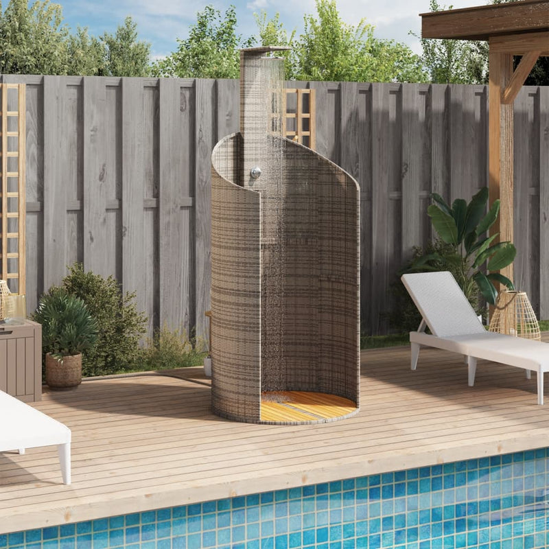 Load image into Gallery viewer, Vidaxl buitendouche 100x100x241,5 cm poly rattan en acaciahout grijs