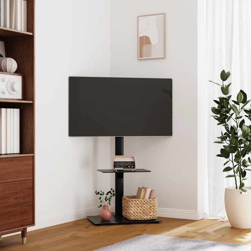 Load image into Gallery viewer, Vidaxl tv-standaard hoekmodel 2-laags voor 32-65 inch zwart