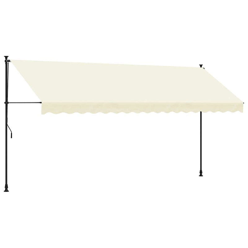 Cargue la imagen en el visor de la galería, Vidaxl luifel uittrekbaar 400x150 cm stof en staal crèmekleurig