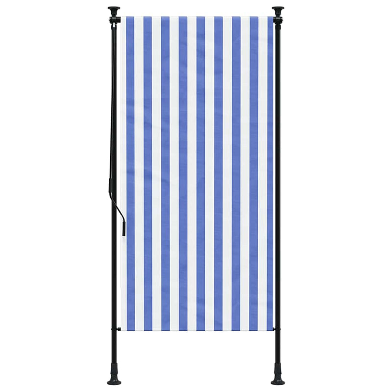 Load image into Gallery viewer, Vidaxl rolgordijn voor buiten 120x270 cm stof en staal blauw en wit