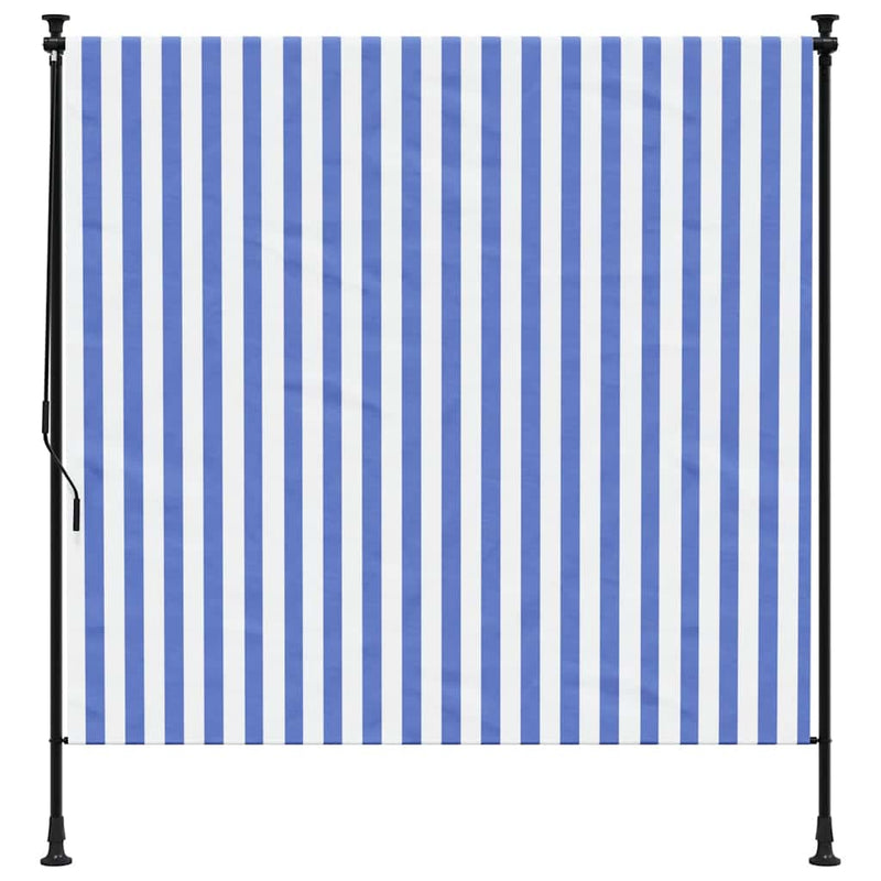 Load image into Gallery viewer, Vidaxl rolgordijn voor buiten 200x270 cm stof en staal blauw en wit