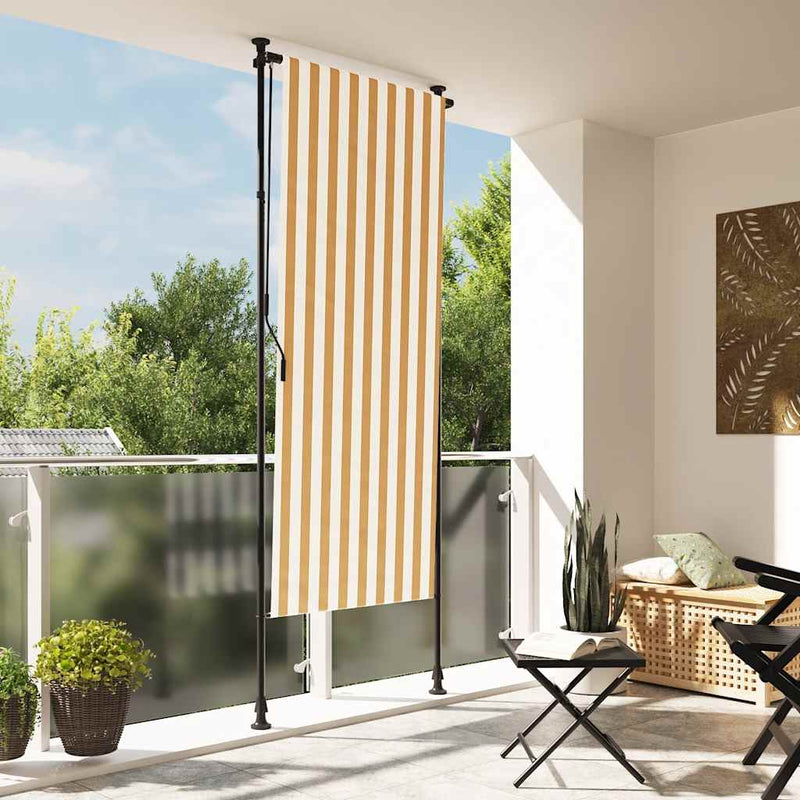 Load image into Gallery viewer, Vidaxl rolgordijn voor buiten 120x270 cm stof en staal oranje en wit
