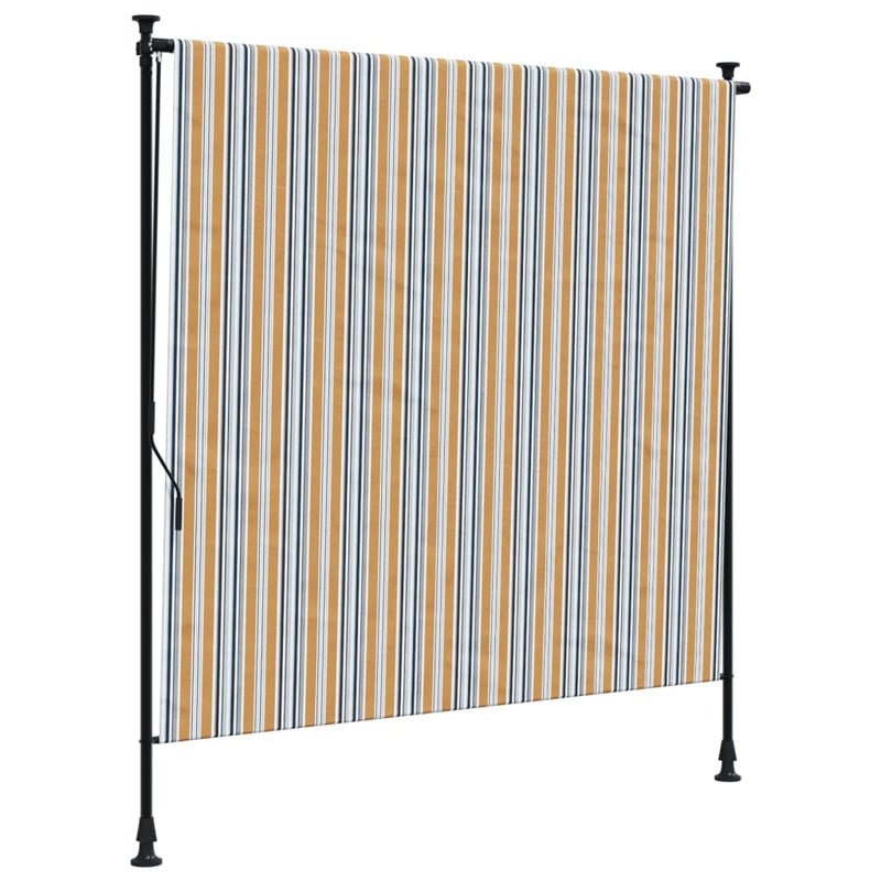 Load image into Gallery viewer, Vidaxl rolgordijn voor buiten 200x270 cm stof en staal geel en wit