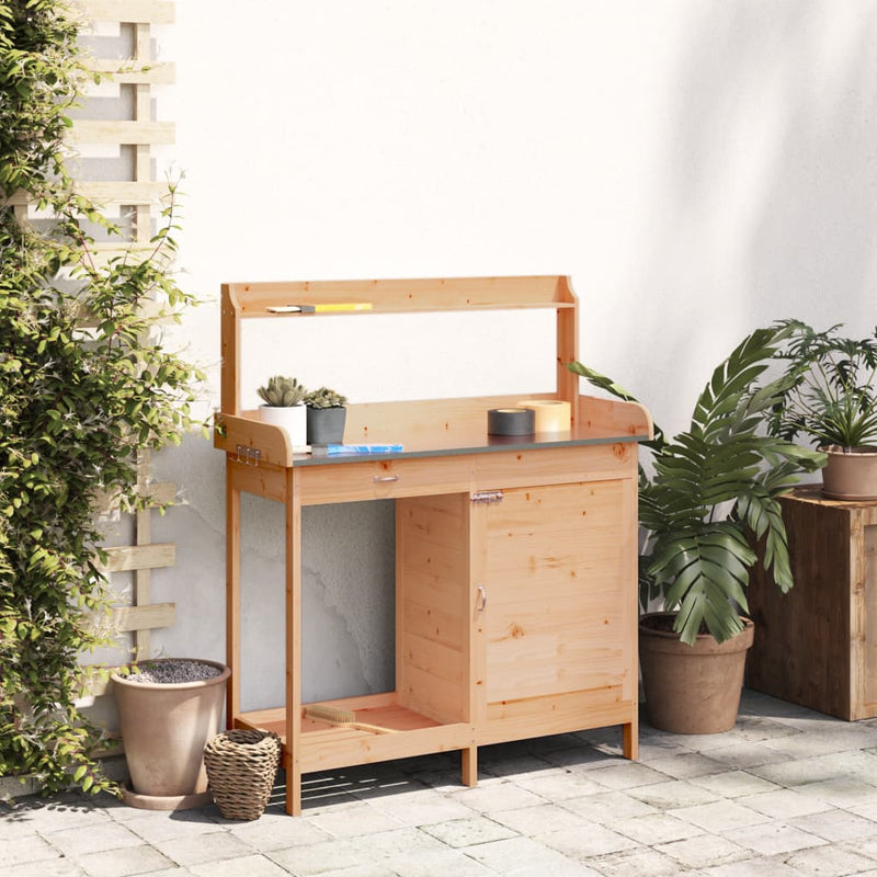 Load image into Gallery viewer, Vidaxl oppottafel met kast 110,5x45x124,5 cm massief vurenhout bruin