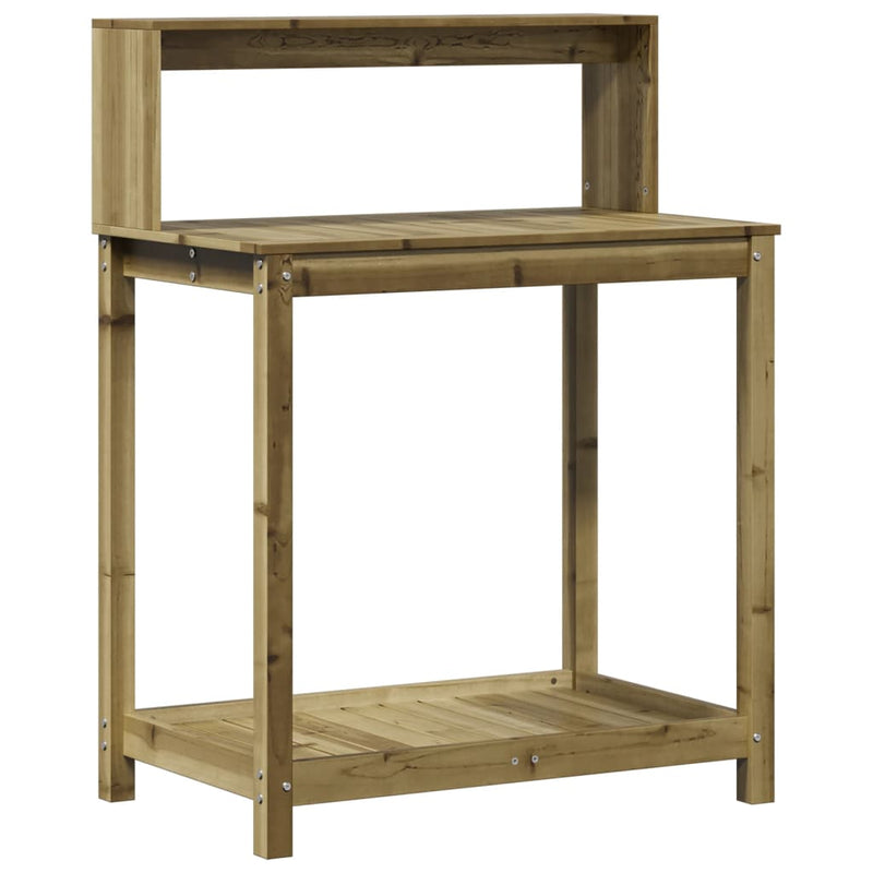 Load image into Gallery viewer, Vidaxl oppottafel met schappen 82,5x50x109,5 cm geïmpregneerd hout
